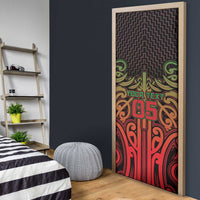 Custom Aotearoa Tuhoe Door Cover Maori Tribal Pattern Mix Poutama
