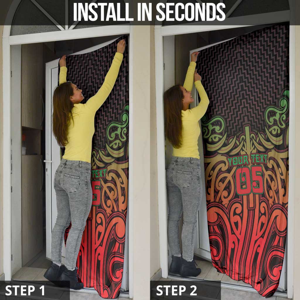 Custom Aotearoa Tuhoe Door Cover Maori Tribal Pattern Mix Poutama