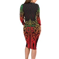 Custom Aotearoa Tuhoe Family Matching Long Sleeve Bodycon Dress and Hawaiian Shirt Maori Tribal Pattern Mix Poutama LT05 - Polynesian Pride