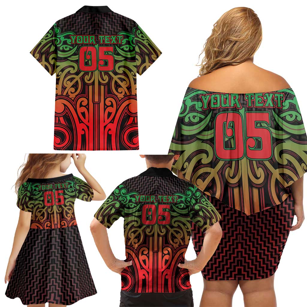 Custom Aotearoa Tuhoe Family Matching Off Shoulder Short Dress and Hawaiian Shirt Maori Tribal Pattern Mix Poutama LT05 - Polynesian Pride