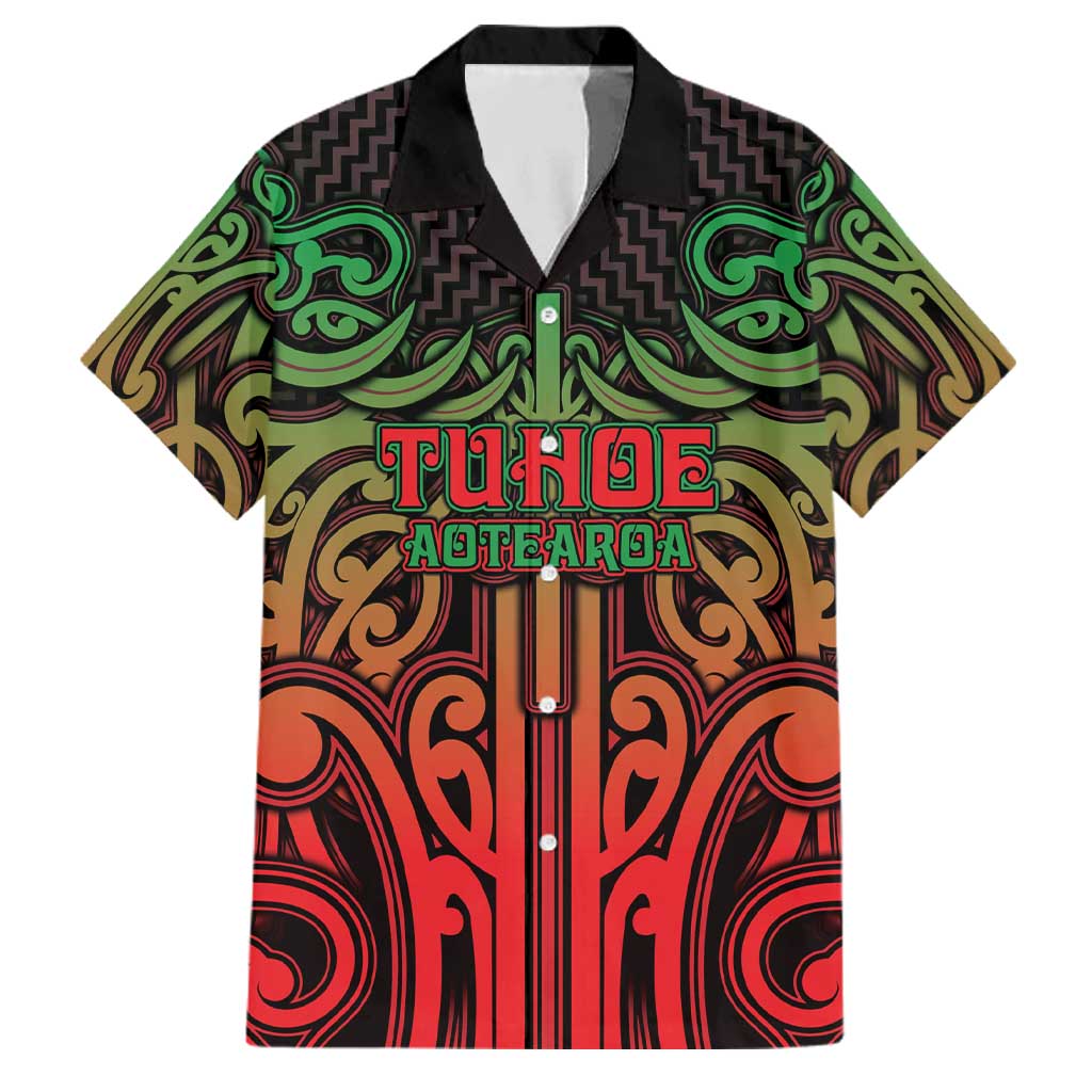 Custom Aotearoa Tuhoe Family Matching Summer Maxi Dress and Hawaiian Shirt Maori Tribal Pattern Mix Poutama LT05 Dad's Shirt - Short Sleeve Black - Polynesian Pride