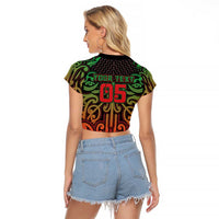 Custom Aotearoa Tuhoe Raglan Cropped T Shirt Maori Tribal Pattern Mix Poutama