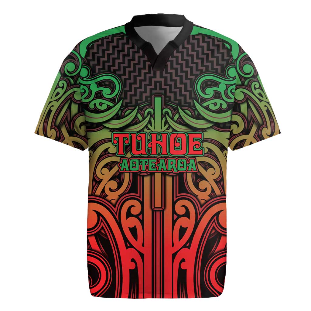Custom Aotearoa Tuhoe Rugby Jersey Maori Tribal Pattern Mix Poutama