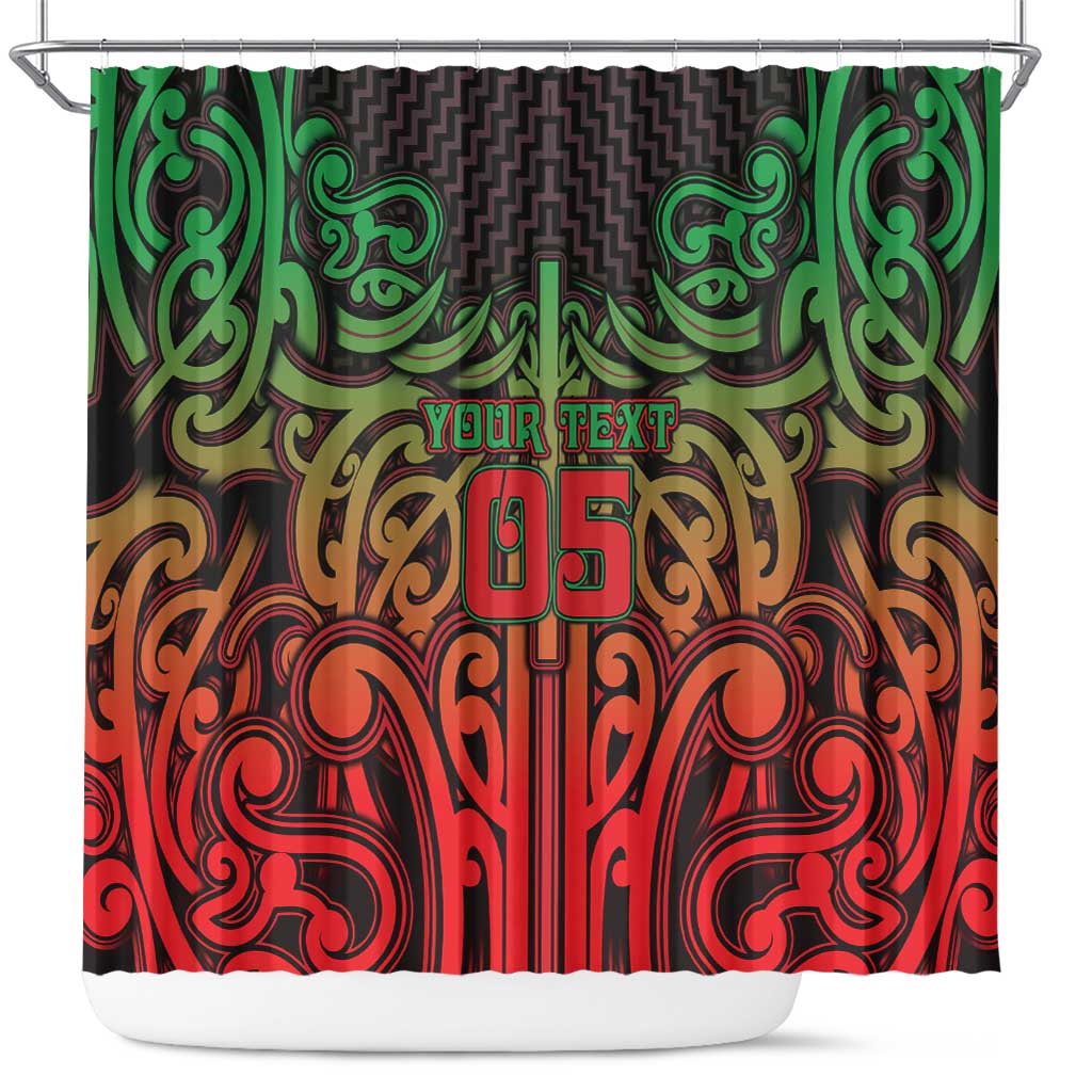 Custom Aotearoa Tuhoe Shower Curtain Maori Tribal Pattern Mix Poutama LT05 Black - Polynesian Pride