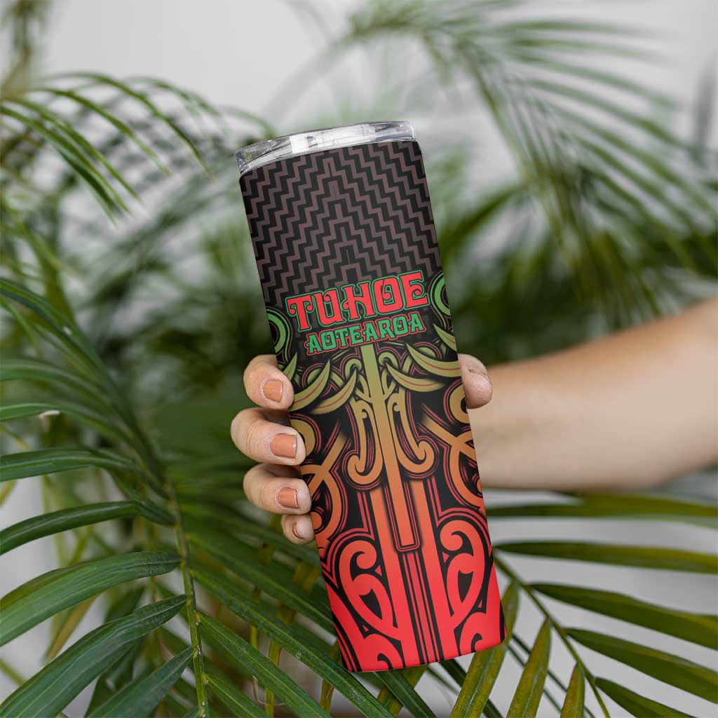 Custom Aotearoa Tuhoe Skinny Tumbler Maori Tribal Pattern Mix Poutama