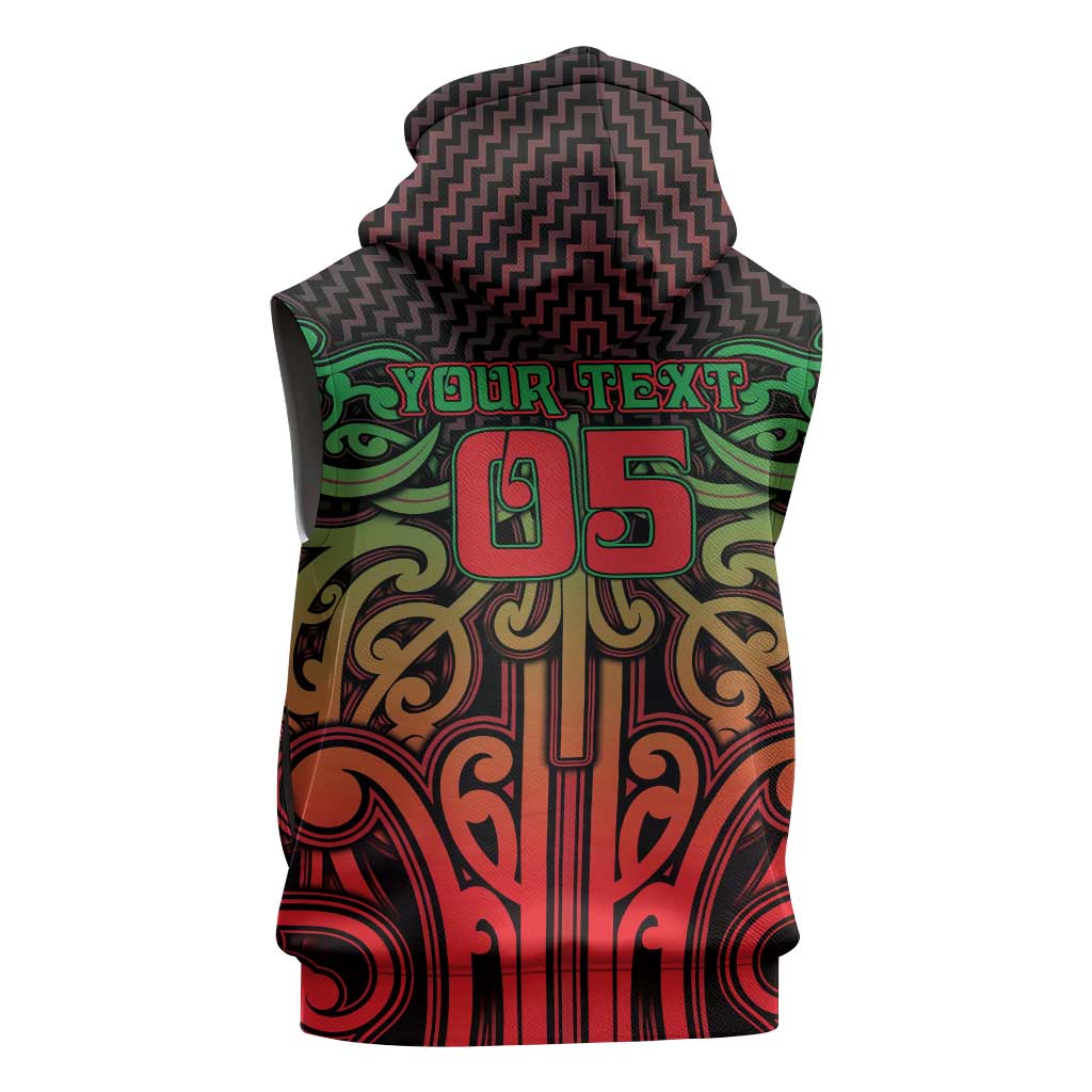Custom Aotearoa Tuhoe Sleeveless Zip Hoodie Maori Tribal Pattern Mix Poutama