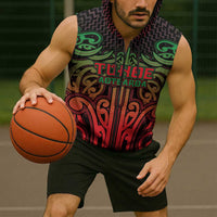 Custom Aotearoa Tuhoe Sleeveless Zip Hoodie Maori Tribal Pattern Mix Poutama