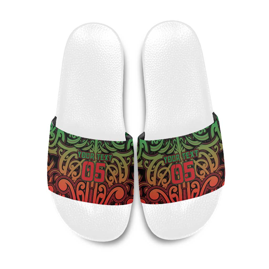 Custom Aotearoa Tuhoe Slide Sandals Maori Tribal Pattern Mix Poutama