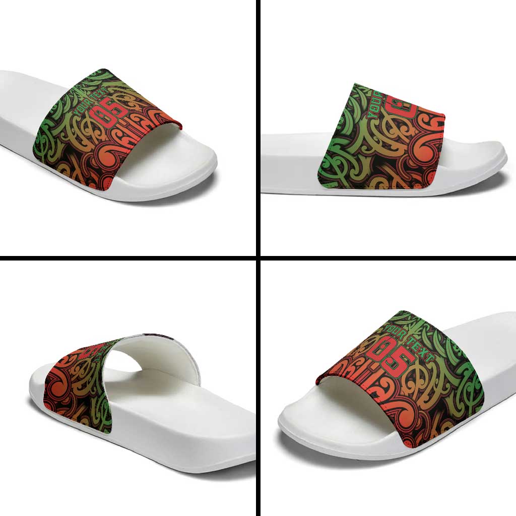 Custom Aotearoa Tuhoe Slide Sandals Maori Tribal Pattern Mix Poutama