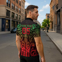 Custom Aotearoa Tuhoe Zipper Polo Shirt Maori Tribal Pattern Mix Poutama