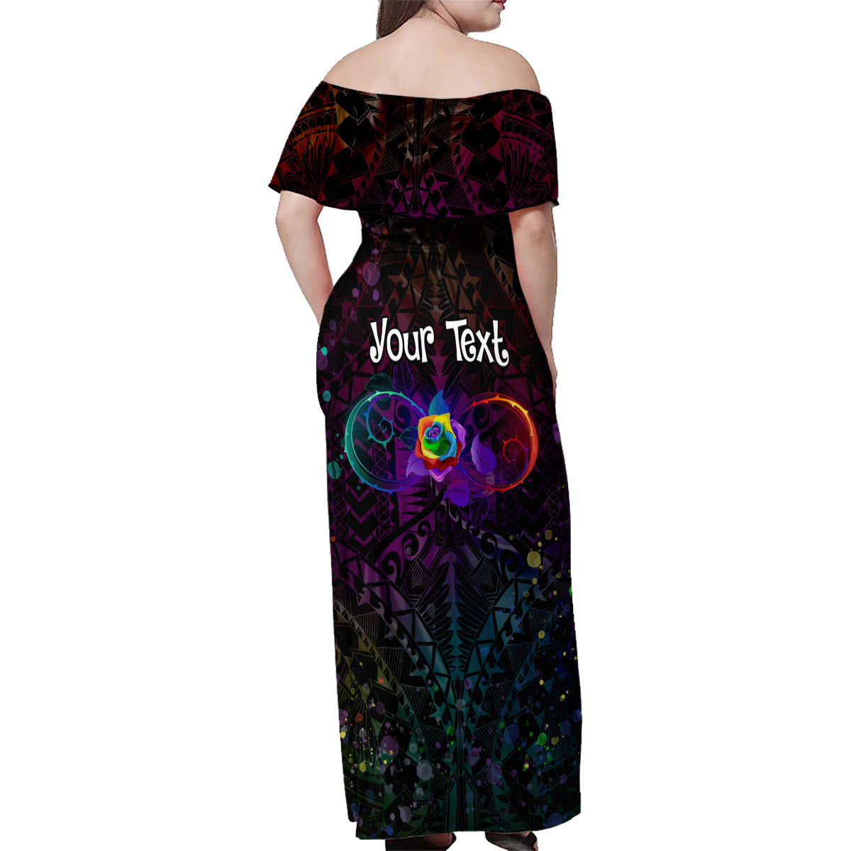 I See Your True Colors Personalised Family Matching Off Shoulder Maxi Dress and Hawaiian Shirt Autism Awareness LT05 - Polynesian Pride
