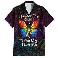 I See Your True Colors Personalised Family Matching Off Shoulder Short Dress and Hawaiian Shirt Autism Awareness LT05 Dad's Shirt - Short Sleeve Black - Polynesian Pride