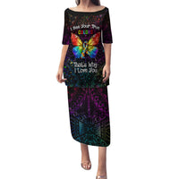 I See Your True Colors Personalised Family Matching Puletasi and Hawaiian Shirt Autism Awareness LT05 Mom's Dress Black - Polynesian Pride