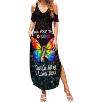 I See Your True Colors Personalised Family Matching Summer Maxi Dress and Hawaiian Shirt Autism Awareness LT05 Mom's Dress Black - Polynesian Pride