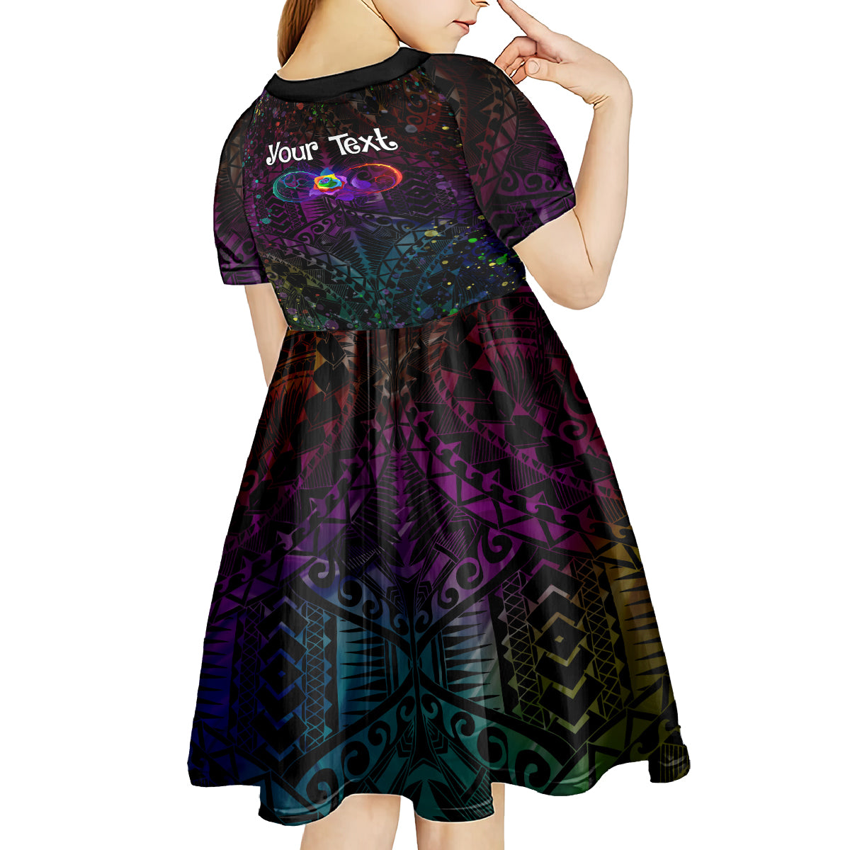 I See Your True Colors Personalised Kid Short Sleeve Dress Autism Awareness