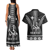 Personalised Hawaii Happy King Kamehameha Day Couples Matching Tank Maxi Dress and Hawaiian Shirt Kakau Pattern LT05 - Polynesian Pride