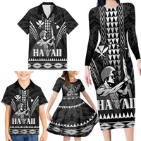 Personalised Hawaii Happy King Kamehameha Day Family Matching Long Sleeve Bodycon Dress and Hawaiian Shirt Kakau Pattern LT05 - Polynesian Pride