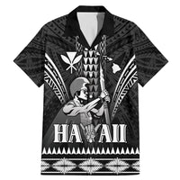 Personalised Hawaii Happy King Kamehameha Day Family Matching Mermaid Dress and Hawaiian Shirt Kakau Pattern LT05 Dad's Shirt - Short Sleeve Black - Polynesian Pride