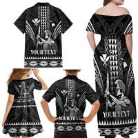 Personalised Hawaii Happy King Kamehameha Day Family Matching Off Shoulder Maxi Dress and Hawaiian Shirt Kakau Pattern LT05 - Polynesian Pride