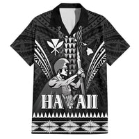 Personalised Hawaii Happy King Kamehameha Day Family Matching Puletasi and Hawaiian Shirt Kakau Pattern LT05 Dad's Shirt - Short Sleeve Black - Polynesian Pride