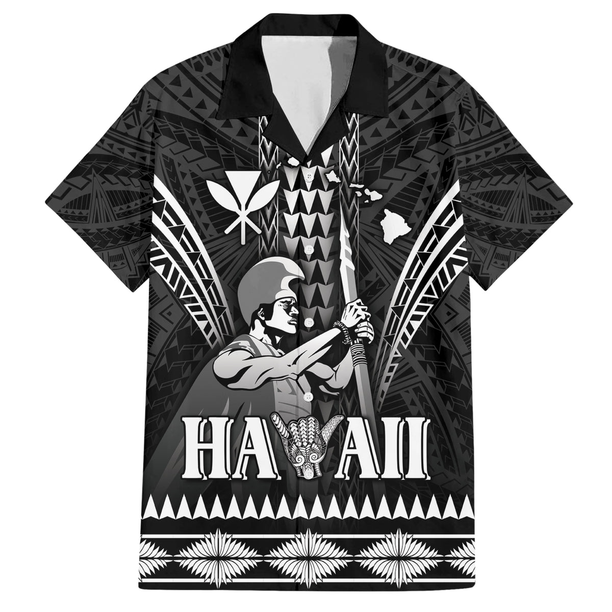 Personalised Hawaii Happy King Kamehameha Day Family Matching Short Sleeve Bodycon Dress and Hawaiian Shirt Kakau Pattern LT05 Dad's Shirt - Short Sleeve Black - Polynesian Pride