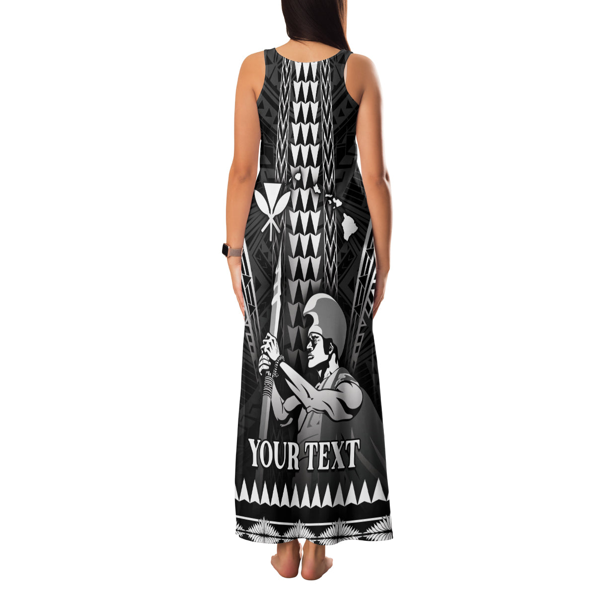 Personalised Hawaii Happy King Kamehameha Day Family Matching Tank Maxi Dress and Hawaiian Shirt Kakau Pattern LT05 - Polynesian Pride