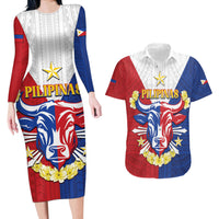 Personalised Philippines Independence Day Couples Matching Long Sleeve Bodycon Dress and Hawaiian Shirt Maligayang Araw ng Kalayaan Filipino Carabao LT05 Red - Polynesian Pride