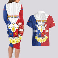 Personalised Philippines Independence Day Couples Matching Long Sleeve Bodycon Dress and Hawaiian Shirt Maligayang Araw ng Kalayaan Filipino Carabao LT05 - Polynesian Pride