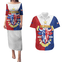 Personalised Philippines Independence Day Couples Matching Puletasi and Hawaiian Shirt Maligayang Araw ng Kalayaan Filipino Carabao LT05 Red - Polynesian Pride