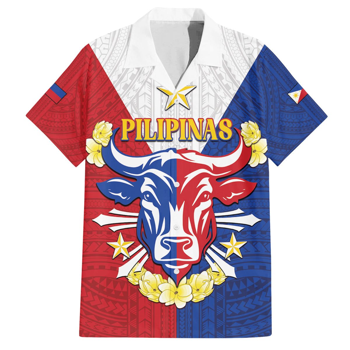 Personalised Philippines Independence Day Family Matching Summer Maxi Dress and Hawaiian Shirt Maligayang Araw ng Kalayaan Filipino Carabao LT05 Dad's Shirt - Short Sleeve Red - Polynesian Pride