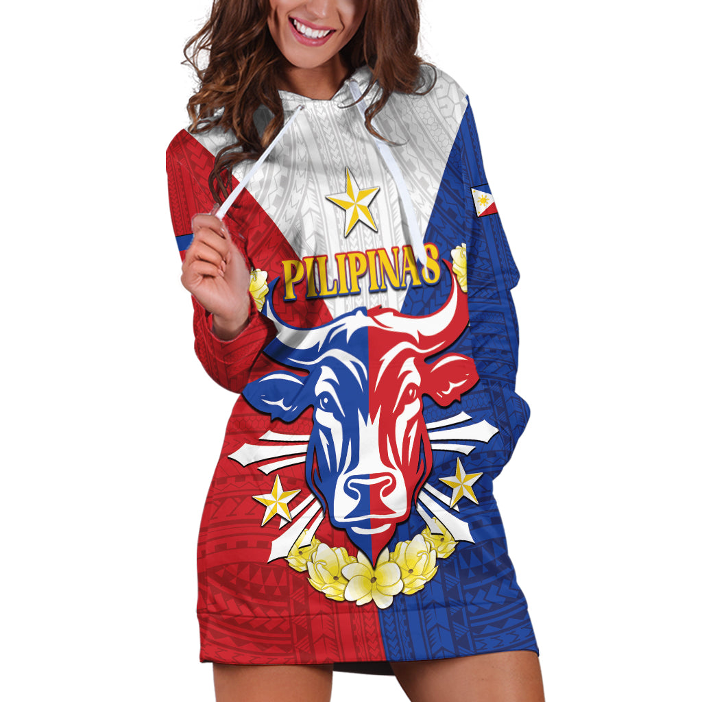 Personalised Philippines Independence Day Hoodie Dress Maligayang Araw ng Kalayaan Filipino Carabao LT05 Red - Polynesian Pride