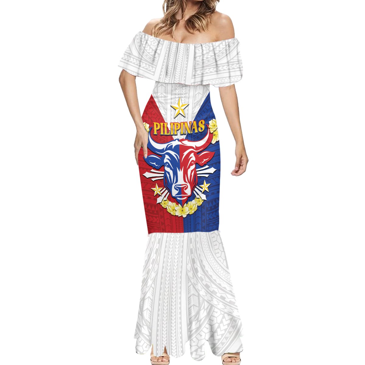 Personalised Philippines Independence Day Mermaid Dress Maligayang Araw ng Kalayaan Filipino Carabao LT05 - Polynesian Pride