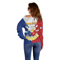 Personalised Philippines Independence Day Off Shoulder Sweater Maligayang Araw ng Kalayaan Filipino Carabao LT05 - Polynesian Pride