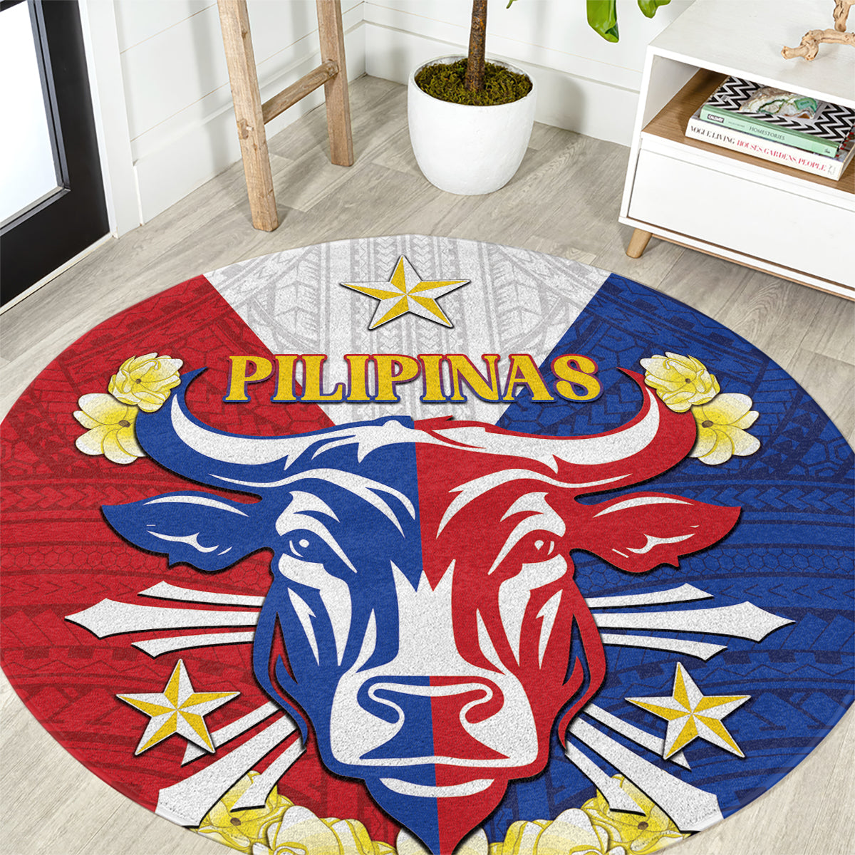 Philippines Independence Day Round Carpet Maligayang Araw ng Kalayaan Filipino Carabao LT05 Red - Polynesian Pride