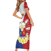 Personalised Philippines Independence Day Short Sleeve Bodycon Dress Maligayang Araw ng Kalayaan Filipino Carabao LT05 - Polynesian Pride