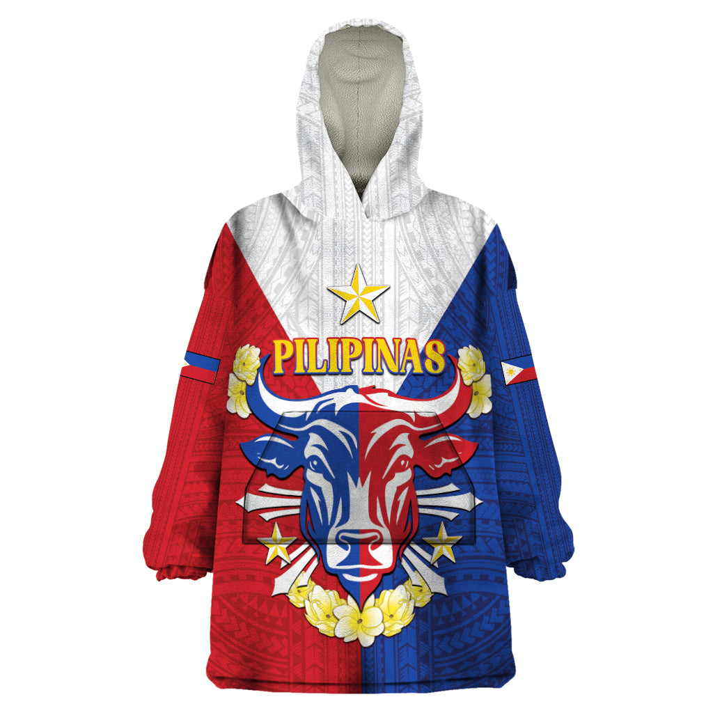 Personalised Philippines Independence Day Wearable Blanket Hoodie Maligayang Araw ng Kalayaan Filipino Carabao LT05 One Size Red - Polynesian Pride