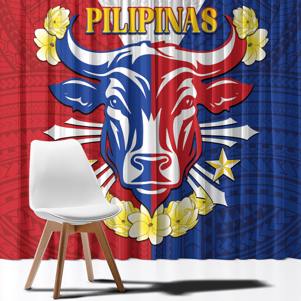 Philippines Independence Day Window Curtain Maligayang Araw ng Kalayaan Filipino Carabao LT05 - Polynesian Pride