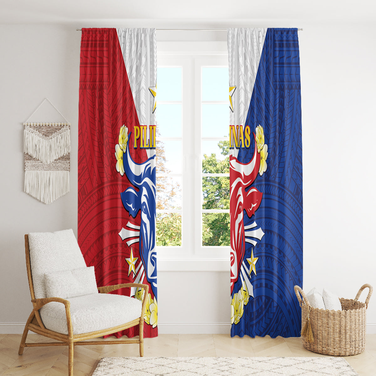 Philippines Independence Day Window Curtain Maligayang Araw ng Kalayaan Filipino Carabao LT05 - Polynesian Pride