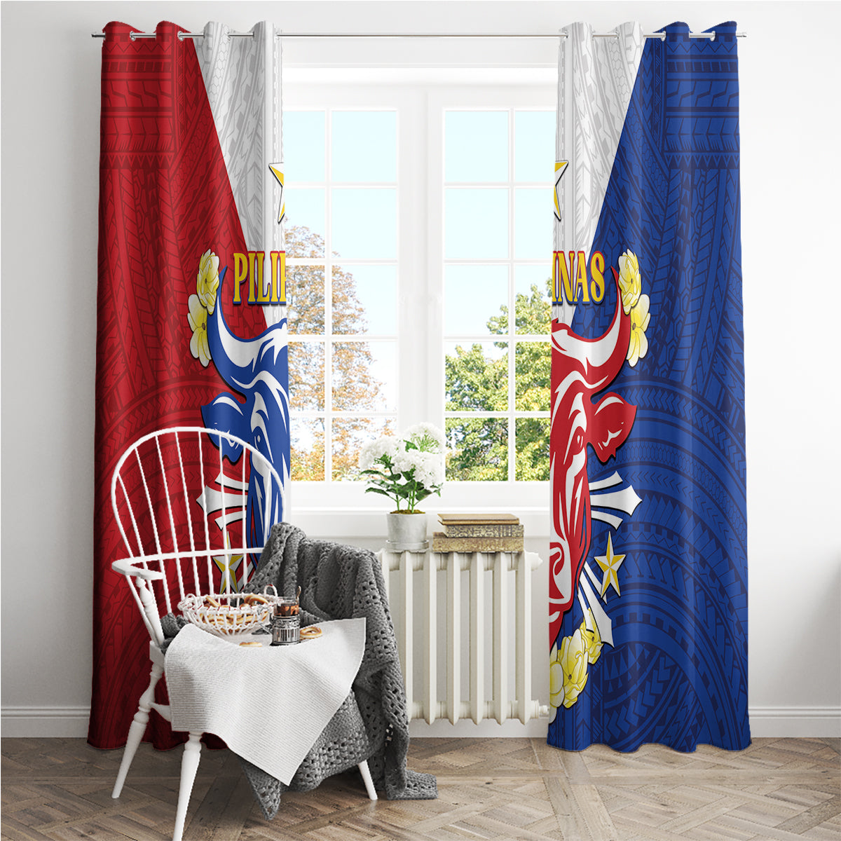Philippines Independence Day Window Curtain Maligayang Araw ng Kalayaan Filipino Carabao LT05 - Polynesian Pride
