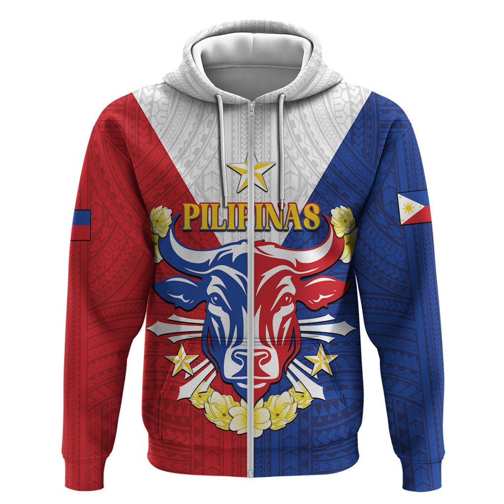 Personalised Philippines Independence Day Zip Hoodie Maligayang Araw ng Kalayaan Filipino Carabao LT05 Zip Hoodie Red - Polynesian Pride