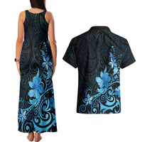 Matariki New Zealand Couples Matching Tank Maxi Dress and Hawaiian Shirt Maori Pattern Blue Galaxy LT05 - Polynesian Pride
