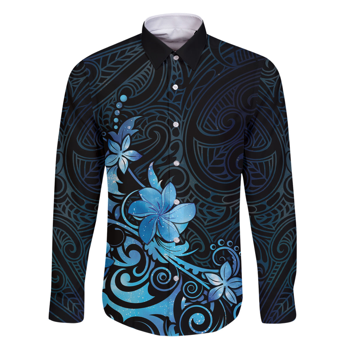 Matariki New Zealand Family Matching Long Sleeve Bodycon Dress and Hawaiian Shirt Maori Pattern Blue Galaxy LT05 Dad's Shirt - Long Sleeve Blue - Polynesian Pride