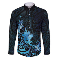 Matariki New Zealand Family Matching Long Sleeve Bodycon Dress and Hawaiian Shirt Maori Pattern Blue Galaxy LT05 Dad's Shirt - Long Sleeve Blue - Polynesian Pride