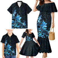Matariki New Zealand Family Matching Mermaid Dress and Hawaiian Shirt Maori Pattern Blue Galaxy LT05 - Polynesian Pride