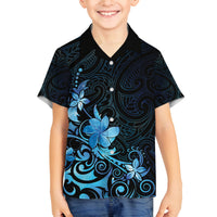 Matariki New Zealand Family Matching Off The Shoulder Long Sleeve Dress and Hawaiian Shirt Maori Pattern Blue Galaxy LT05 Son's Shirt Blue - Polynesian Pride