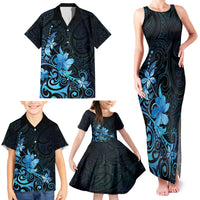 Matariki New Zealand Family Matching Tank Maxi Dress and Hawaiian Shirt Maori Pattern Blue Galaxy LT05 - Polynesian Pride