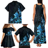 Matariki New Zealand Family Matching Tank Maxi Dress and Hawaiian Shirt Maori Pattern Blue Galaxy LT05 - Polynesian Pride