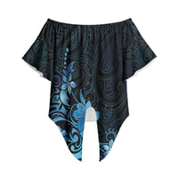 Matariki New Zealand Off Shoulder Wrap Waist Top Maori Pattern Blue Galaxy LT05 Blue - Polynesian Pride