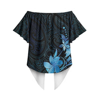 Matariki New Zealand Off Shoulder Wrap Waist Top Maori Pattern Blue Galaxy LT05 - Polynesian Pride