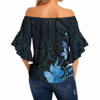 Matariki New Zealand Off Shoulder Wrap Waist Top Maori Pattern Blue Galaxy LT05 - Polynesian Pride